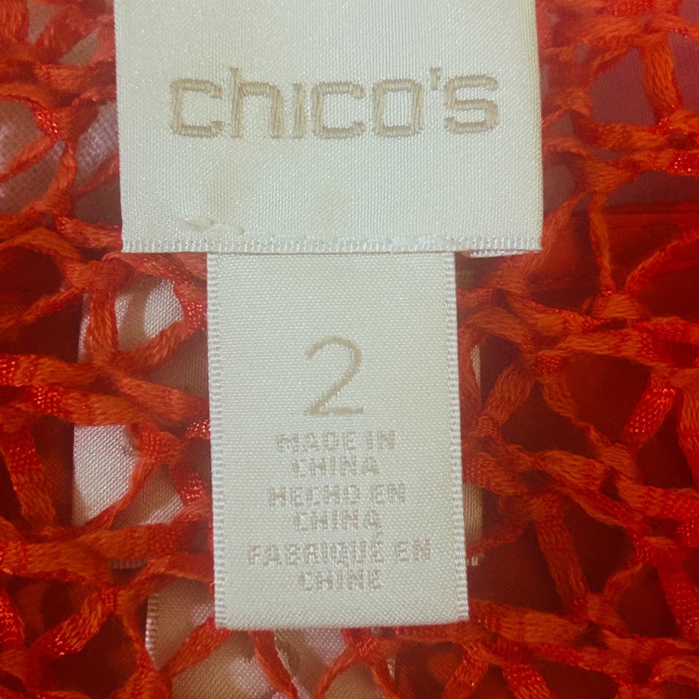 Chicos Open Weave Crochet Top With Matching Cami, Size 2 - Picture 8 of 8